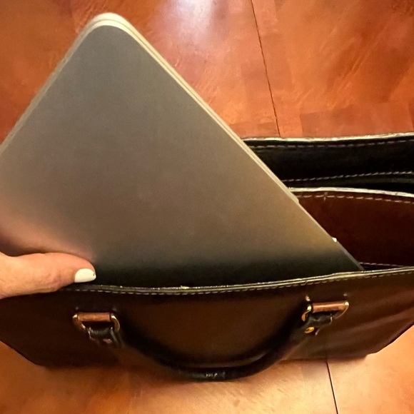 Vintage Y2K leather brief case black brown - Picture 7 of 8